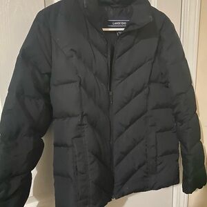 Lands End Down Puffer Jacket Coat Black - sz XS-p 2-4